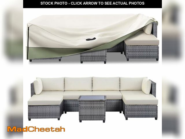 Lot 74-14378606 - Bitubi Rectangular Patio Table Cover - Heavy Duty 600D Tough Canvas Waterproof Outdoor Dining Table ...