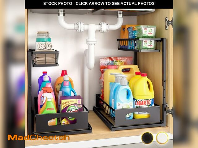 Lot 74-13710730 - Under Sink Organizer , 2 Pack Height Adjustable Cabinet Organizer with Slide Out Drawer, Pull Out Un...