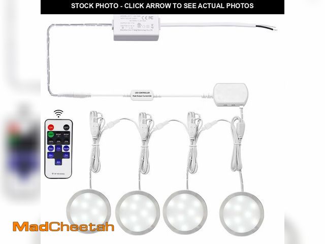 Lot 74-14056434 - AIBOO Linkable LED Under Cabinet Lights Hardwired 12V Slim Aluminum Dimmable Puck Lights with Remote...