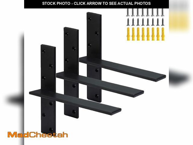 Lot 74-14263079 - (3-Pack) Hanging T Floating Shelf Bracket, 10" Lx2 W Heavy Duty Steel Knee Wall Hidden Granite Count...