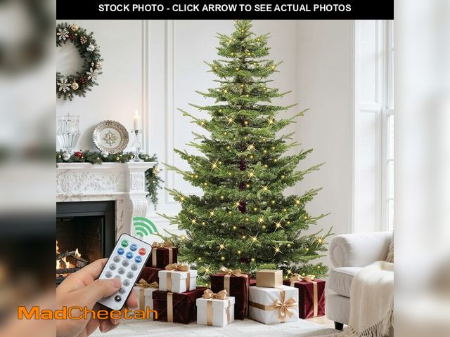 Lot 74-13419834 - YITAHOME 7.5FT Prelit Aspen Fir Christmas Tree with Remote, Artificial Hinged Prelit Holiday Xmas Tr...