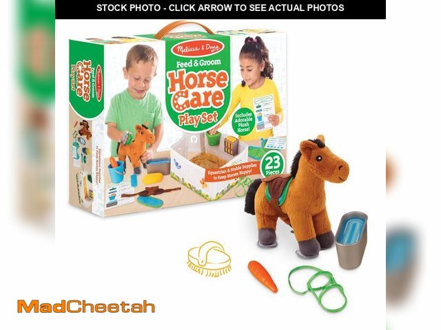 Lot 74-12703465 - Melissa &amp; Doug Feed &amp; Groom Horse Care Play Set with Plush Stuffed Animal (23 pcs) Pretend P...