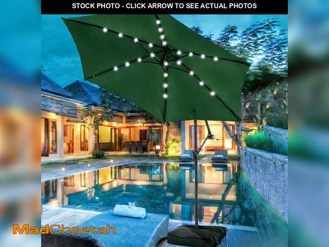 Lot 74-14350542 - Autlaycil 10FT Cantilever Patio Umbrella with Lights, Outdoor Hanging Offset Umbrella and Base, Tilt...