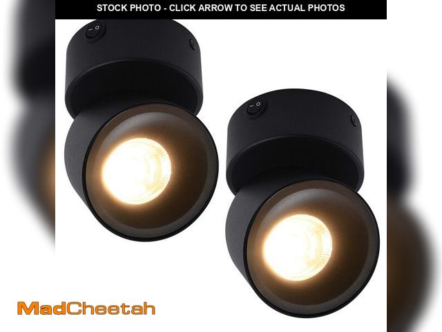 Lot 74-12712890 - Homdec 2 Pack 12V LED COB Ceiling Spotlight Downlight with Switch, Surface Mounted 330 Adjustable Di...