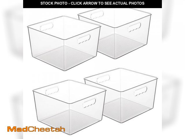 Lot 74-12154283 - Vtopmart 4 Pack Extra Large Clear Plastic Storage Bins,11x11 Cube Acrylic Organizer Square Container...