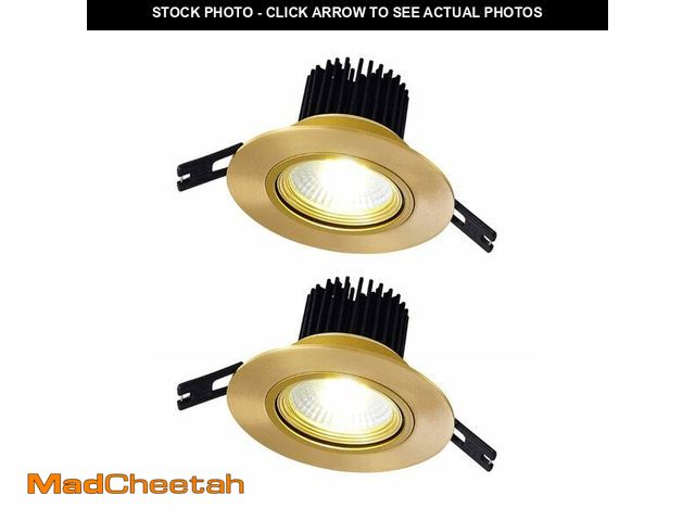 Lot 74-12980244 - YYWYNUS 9W LED Ceiling Light 3 Inch Brass Recessed Lighting Housing Trim Kits (2 Pack) LED LED Reces...