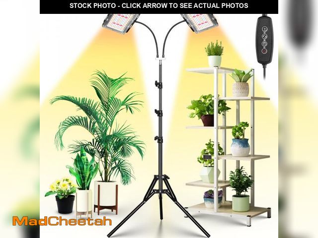 Lot 74-12217701 - LBW Grow Light for Indoor Plants, Dual Heads Full Spectrum LED, Auto On/Off Timer, 6 Dimmable Levels...