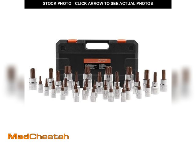 Lot 74-14604205 - SKYSHALO Torx Bit Socket Set, 34-Piece Solid Star and Tamper Proof T6-T70, S2 Alloy Steel and Cr-V S...