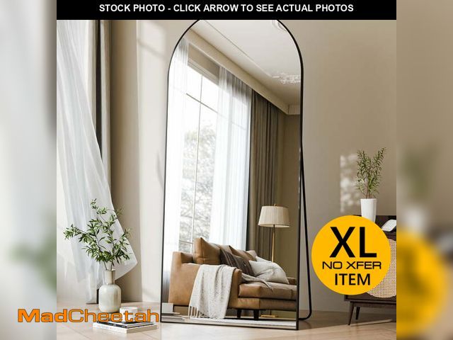 Lot 74-14586714 - Easy4Home 78"x 35" Arch-Top Oversized Full Length Mirror Metal Frame Freestading Floor Mirror, Black...