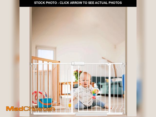 Lot 74-13045193 - FURDEAR 48-56" Extra Wide Baby Safety Gate with Wall Protectors Walk Thru White Metal Gate - UNUSED