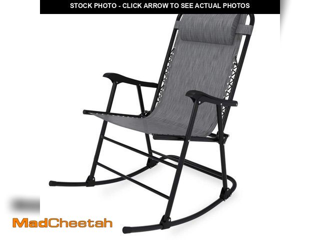 Lot 74-12558353 - Foredawn Gary Metal Outdoor Rocking Chair Folding Light-weight Portable Design, with Headrest - UNUS...