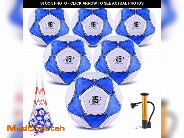 Lot 74-12114090 - ELKCIP 6 Pack Classic deflated Soccer Balls Size 3/4/5 with Pump and Mesh Bag for Indoor Outdoor Law...