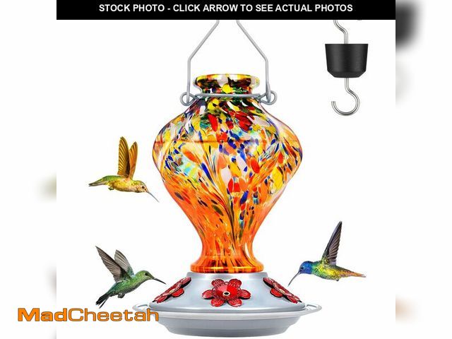 Lot 74-14148627 - Hummingbird Feeder, BOLITE Glass Hummingbird Feeders for Outdoors Hanging, Hand Blown Twisted with A...