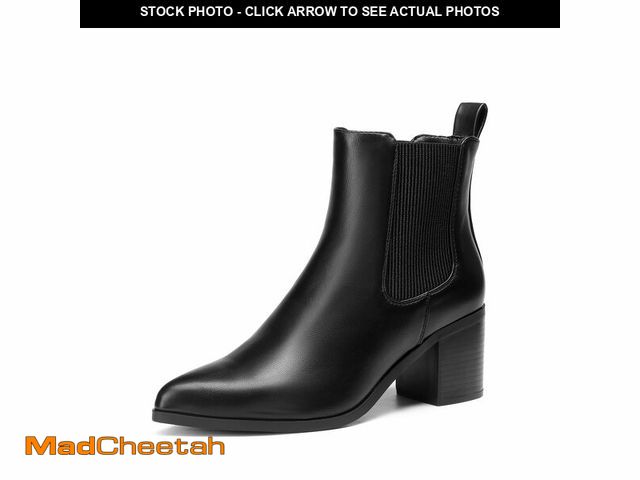 Lot 74-12700102 - DREAM PAIRS Women's Retro Elastic Chelsea Ankle Boots Fashion Low Chunky Block Heel Pointed Toe Fall...