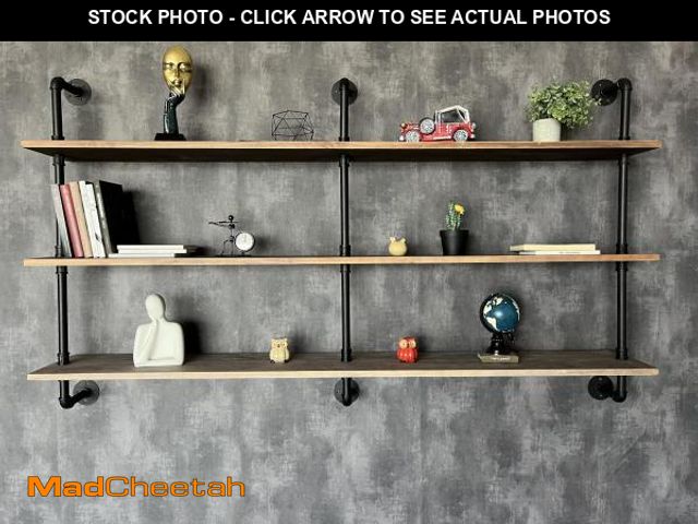 Lot 74-12260539 - HDDFER Floating Shelves 70 inch Wall Bookshelf Industrial Pipe Shelving Shelves Real Wood Planks Rus...