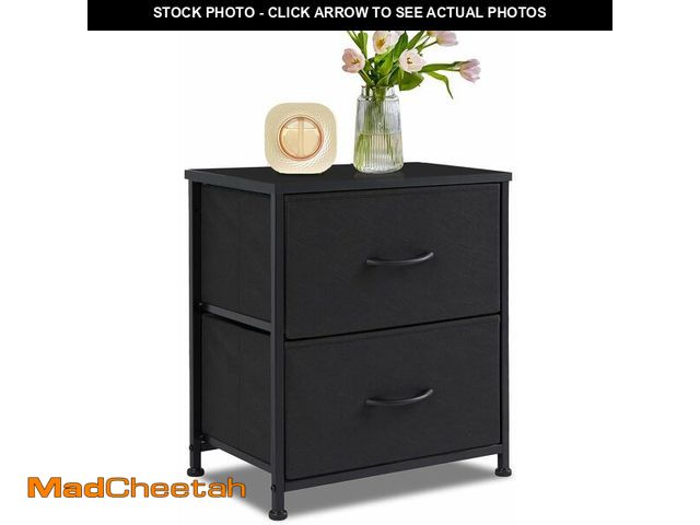 Lot 74-14602491 - Zyerch Nightstand, 2 Drawer Dresser for Bedroom, Metal Frame and Wood Top,Small Night Stand with Fab...