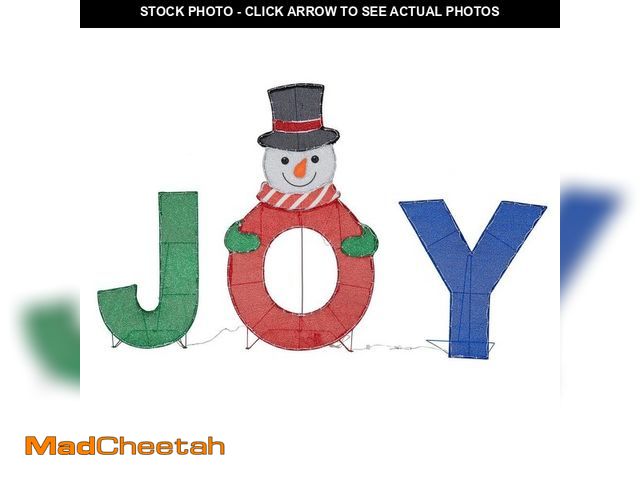 Lot 74-12773921 - Sunjoy 48 in. Christmas Lighted Joyous Snowman, 2D Tinsel Santa Display Set Outdoor Yard Lawn Festiv...