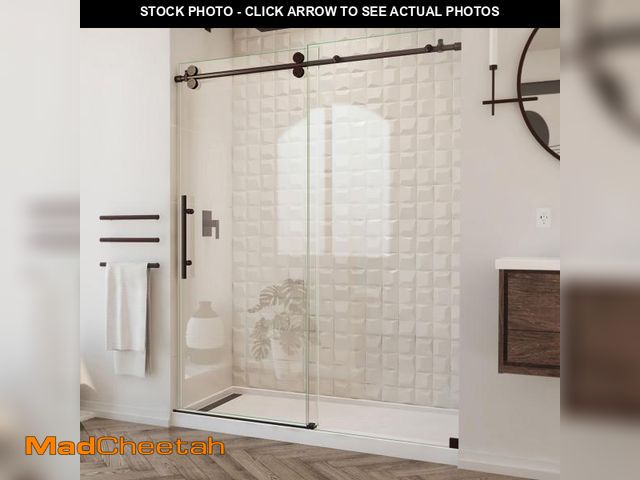 Lot 74-12290444 - DreamLine Enigma-XO 56-60 in. W x 76 in. H Fully Frameless Sliding Shower Door in Oil Rubbed Bronze,...