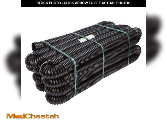 Lot 74-12594132 - Amerimax Home Products FLEX Drain Pro 4 in. x 100 ft. Black Copolymer Solid Drain Pipe - UNUSED