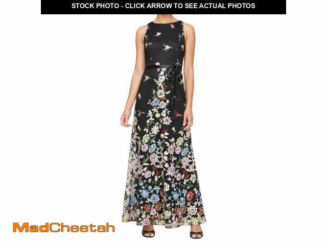 Lot 74-12709017 - Alex Evenings Women's Long Sleeveless Embroidered A-Line Dress, Black Floral, 12 - USED