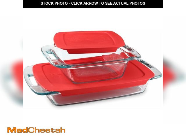 Lot 74-13042360 - Pyrex (2-Pack) Extra Large Glass Baking Dish Set With Lids and Handles, Oven and Freezer Safe - UNUS...