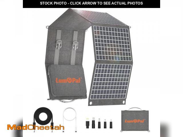 Lot 74-12441126 - Portable Solar Panel, LUMOPAL 60W Foldable Solar Panel Folding Solar Charger with PD60W USB C QC3.0 ...