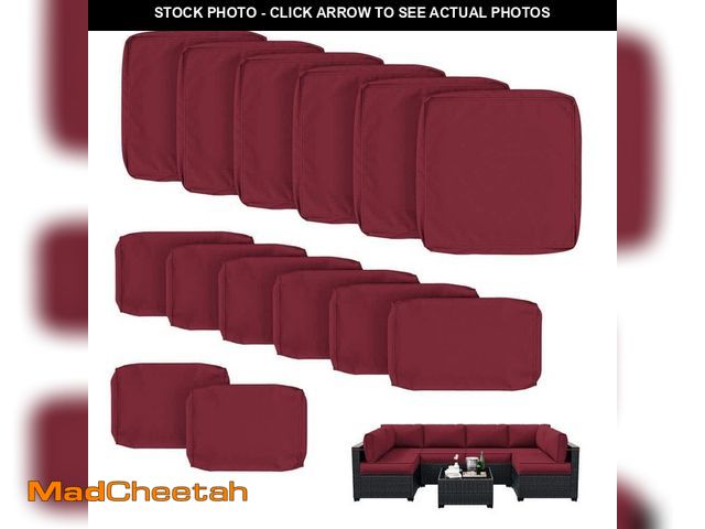 Lot 74-14280506 - WNP 14-Piece Patio Cushion Covers Replacement with Zipper for Sectional Sofa Set, Slipcovers for Out...