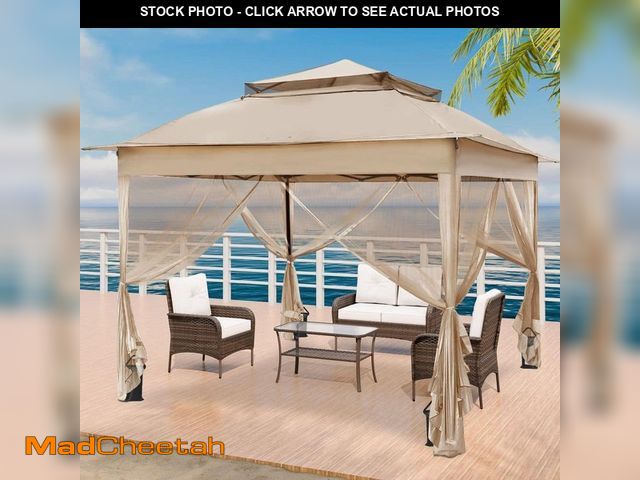 Lot 74-14467706 - COOS BAY 11 ft. x 11 ft. Patio Portable Gazebo Pop-Up Canopy Gazebo with Netting 121-KHA - UNUSED
