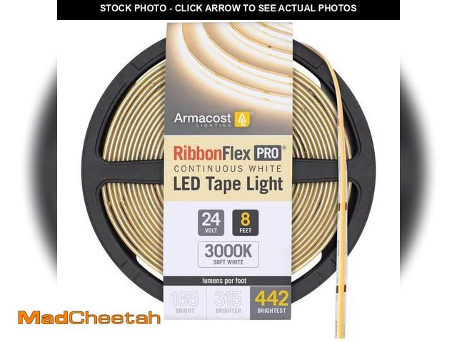 Lot 74-14113201 - Armacost Lighting RibbonFlex Pro 24-Volt White COB 8.2 ft. Dimmable Cuttable Integrated LED Strip Li...