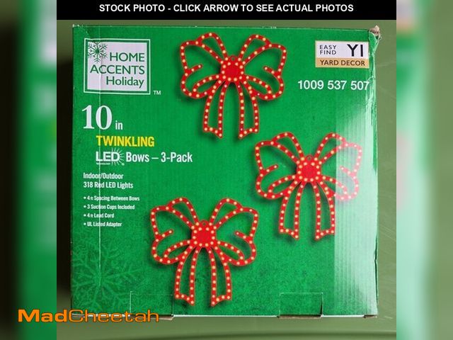Lot 74-13799223 - Home Accents Holiday 10 in. Twinkling LED Bows 3 Pack Christmas Lights - UNUSED