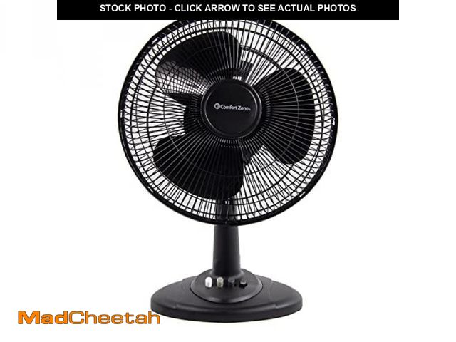 Lot 74-12397786 - Comfort Zone Oscillating Table Fan with Adjustable Tilt, Convenient Push Button Controls, Quiet, 12 ...