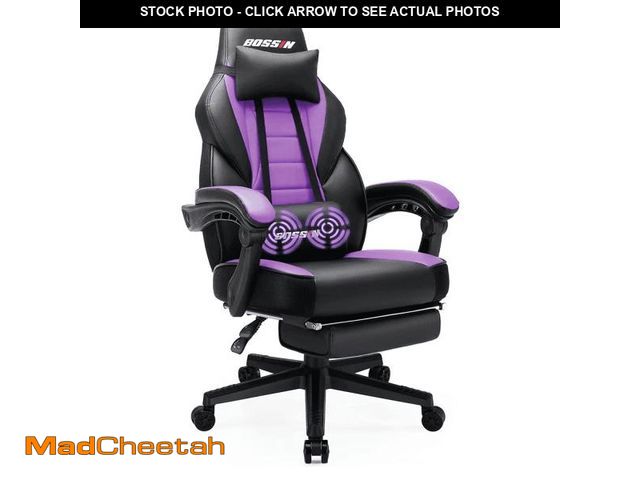 Lot 74-12491311 - Bossin Gaming Chairs with Footrest, Massage Leather Game Chair for Adults, Big and Tall Gamer Chair ...