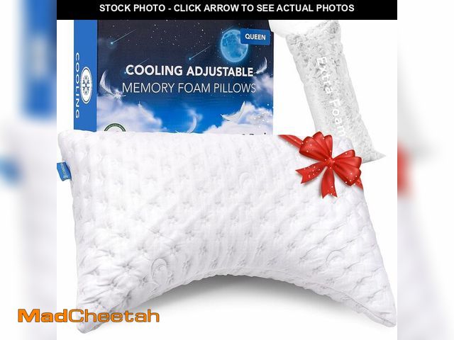 Lot 74-12702637 - KUCEY Cooling Side Sleeper Pillow for Neck and Shoulder Pain, Luxury Shredded Memory Foam Curved Bed...