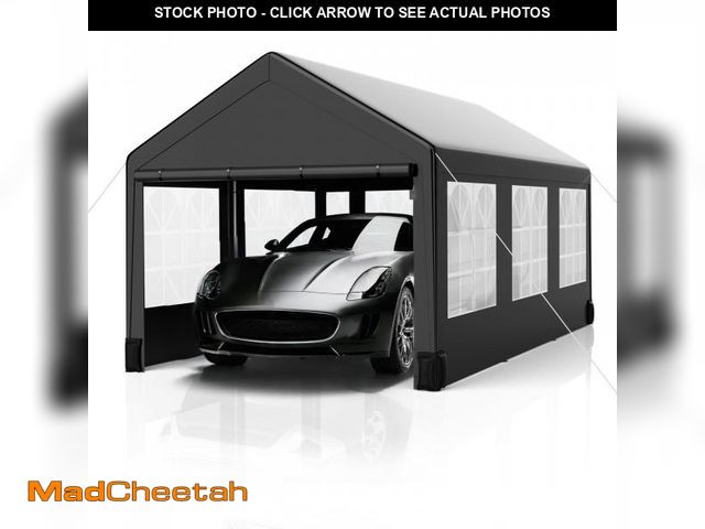 Lot 74-12408199 - Carport, 10x20ft Heavy Duty Carport with Roll-Up Windows, Portable Garage with Removable Sidewalls &...