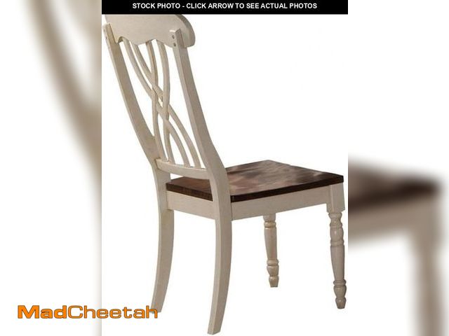 Lot 74-12398767 - (MISSING FRONT LEG) Acme Dylan Wooden Dining Side Chair in Buttermilk and Oak Set of 2 - USED