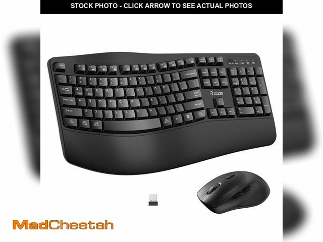 Lot 74-12609130 - Wireless Keyboard and Mouse Combo,2.4G Full Size Wave Keys Ergonomic Keyboard with Wrist Rest for Na...