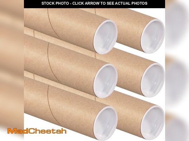 Lot 74-12136758 - Aviditi Cardboard Tubes with Caps, 24" L x 2" W x 2" H, Pack of 6 | Poster Tube for Mailing and Stor...