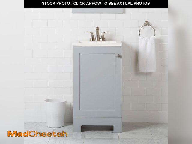 Lot 74-12773455 - (CRACKED ON THE INSIDE) Glacier Bay 19 in. Single Sink Pearl Gray Bath Vanity with White Cultured Ma...