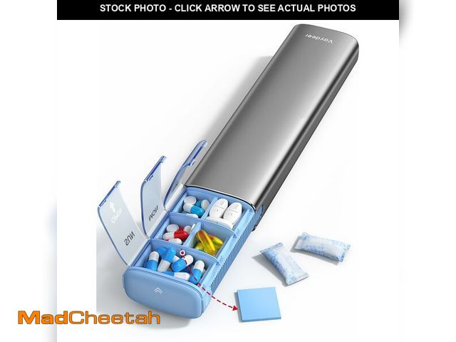 Lot 74-12608755 - Vaydeer 7 Day Weekly Pill Organizer (Support 2 Times a Day), Metal Travel Pill Case, Large Capacity ...