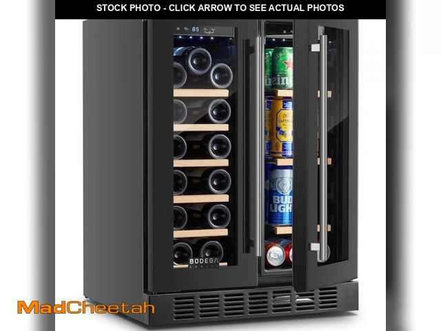 Lot 74-12517626 - (DENTED) Aaobosi 24 in. Dual Zone 19-Wine Bottles and 57-Cans Beverage and Wine Cooler in Stainless ...