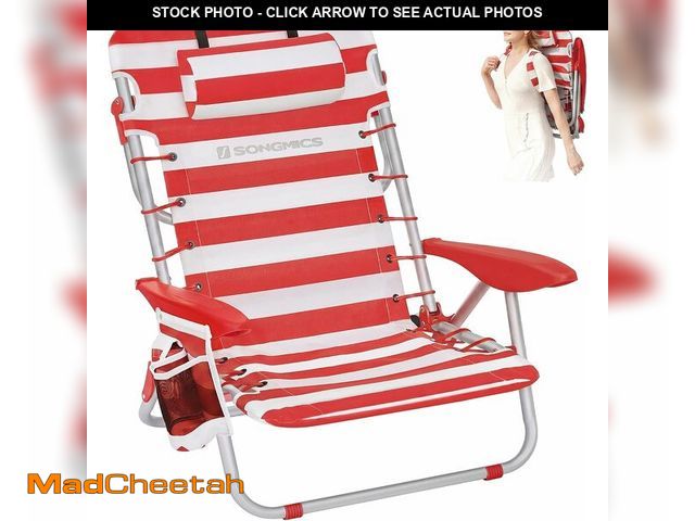 Lot 74-14349029 - SONGMICS Portable Backpack Beach Chair, 331 lb Capacity, 4 Angles Adjustable Backrest, 2 Side Pocket...