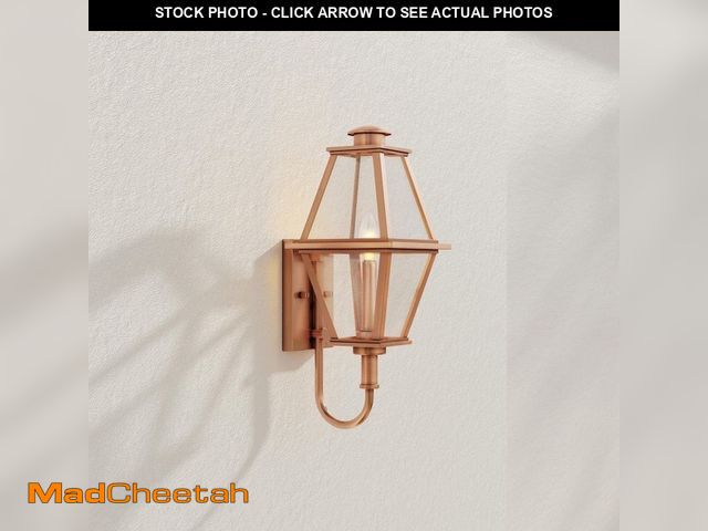 Lot 74-14114040 - Progress Lighting 1-Light Antique Copper Outdoor Lantern Bradshaw Clear Glass Transitional Small Wal...
