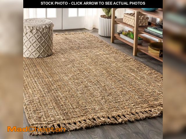 Lot 74-12819453 - JONATHAN Y Handwoven Jute Fringe Natural Indoor Area Rug, 8x10, Pata, Bohemian, Rustic, Cottage, Eas...