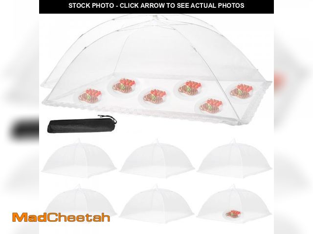 Lot 74-12436095 - Food Cover Food Tent Set, 2 Extra Large 40"X24" and 6 Standard 17"X17" Mesh Food Covers for Outside,...
