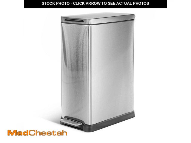 Lot 74-12532832 - Home Zone Living 11.9 Gal. Stainless Steel Step on Kitchen Trash Can with Soft Close Lid and Slim Sh...