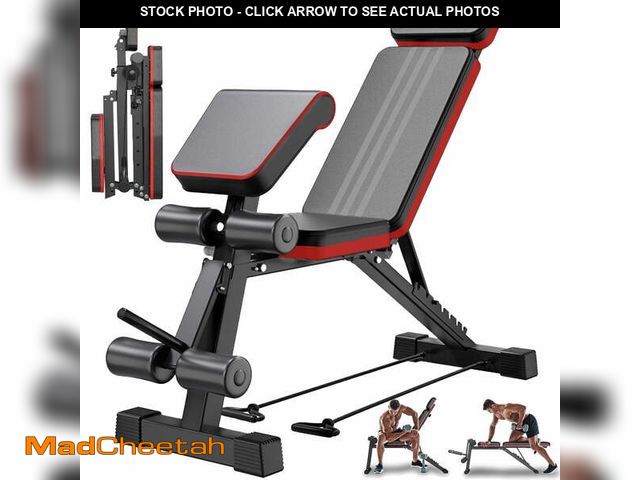 Lot 74-12888493 - BAOKALER 7 Levels Adjustable Weight Bench with Extended Headrest &amp; Leg Extension, Foldable Dumbb...