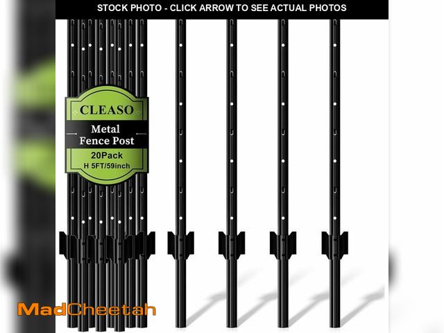 Lot 74-14613075 - Metal Fence Posts Heavy Duty U-Post for Wire Fencing, 20 Packs 5 FT Black - UNUSED