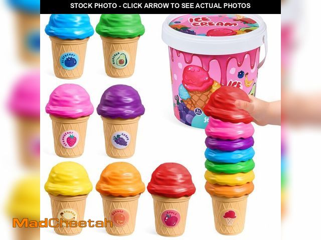 Lot 74-14210137 - JoyCat Ice Cream Toy Set for Toddlers 1-5, Color Sorting &amp; Stacking Toys, Pretend Play Food for ...