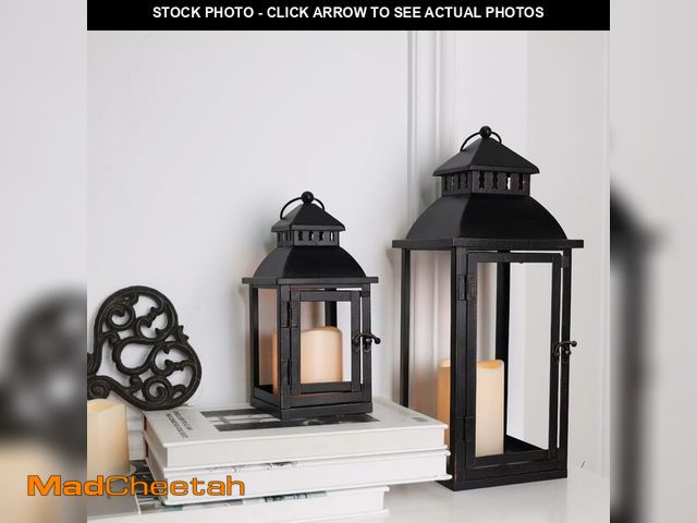 Lot 74-12704057 - NEEDOMO LED Lanterns Decorative Outdoor&amp;Indoor, Set of 2 Large Bronze Metal Lantern Decor with L...