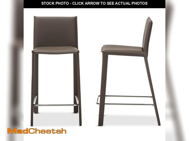 Lot 74-13791873 - Baxton Studio Crawford Taupe Faux Leather Upholstered 2-Piece Counter Stool Set - UNUSED